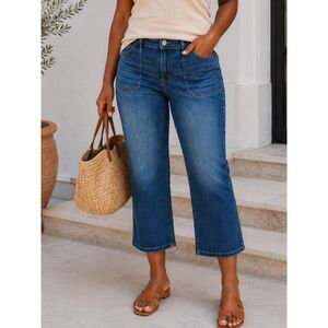 Torrid Crop Boyfriend Jeans Size 12 Vintage Stretch Medium Wash Casual
